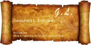 Gescheit Lóránt névjegykártya